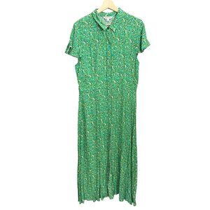Whistles Floral Flutter Sleeve Maxi Shirt Dress Green Size 10 Smart Preppy